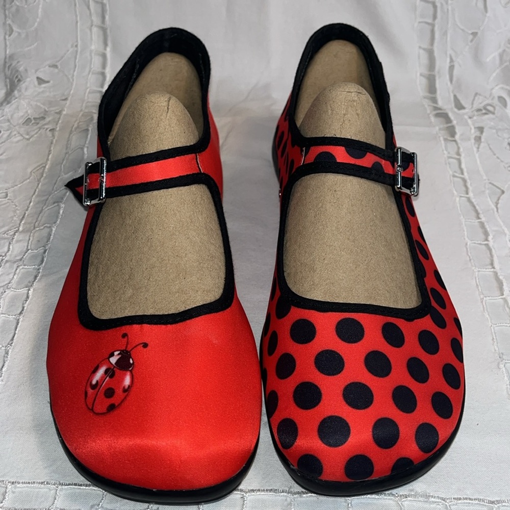 Red Mary Jane Flats with Ladybug Accent - Women Shoes Flats & Loafers - Picture 9 of 11